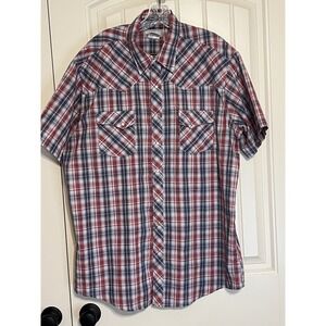 Wrangler Men's Wrancher Western‎ Snap Plaid Shirt Cowboy Rancher Size XL